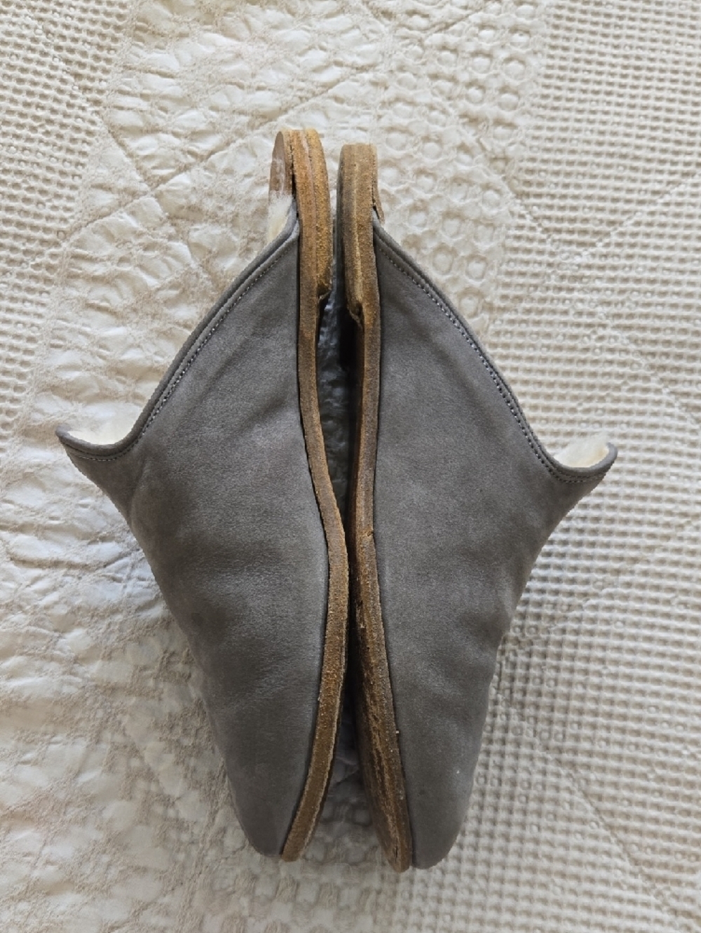 Sabah Gray Suede Shearling-Lined Slip-On Mules Minimalist Normcore Size 42 - Picture 3 of 9